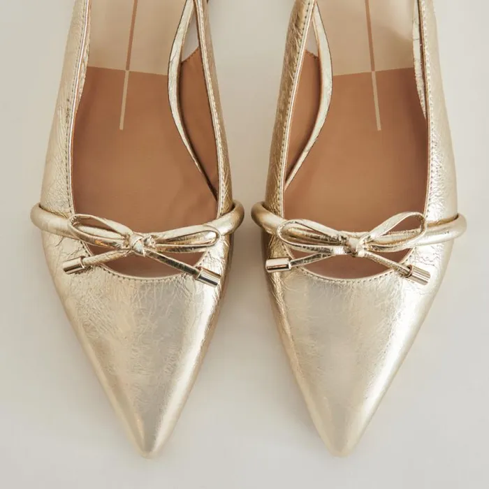 Dolce Vita Payge Flats Platinum Distressed Leather Women Flats and Loafers