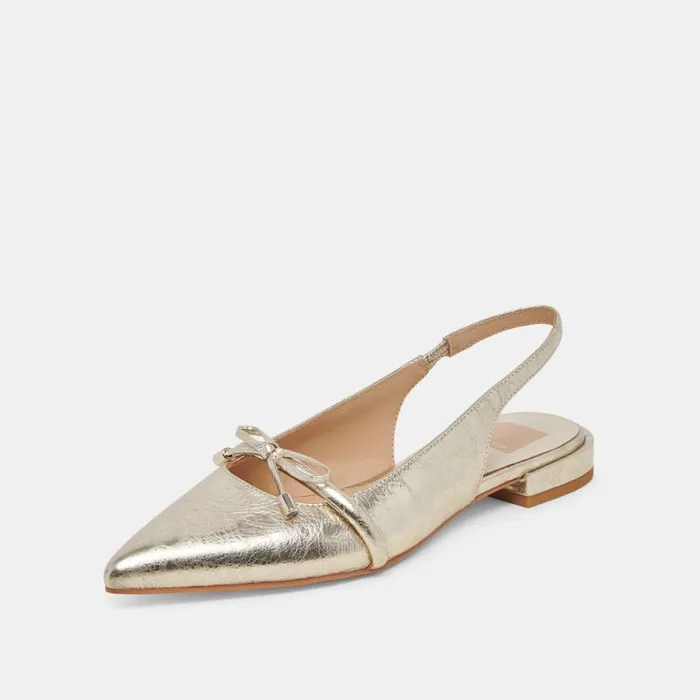 Dolce Vita Payge Flats Platinum Distressed Leather Women Flats and Loafers