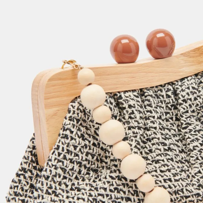 Dolce Vita Randy Clutch Black White Knit Women Handbags