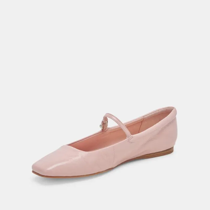 Dolce Vita Reyes Ballet Flats Pink Crinkle Patent Women Flats and Loafers