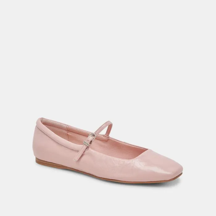 Dolce Vita Reyes Ballet Flats Pink Crinkle Patent Women Flats and Loafers