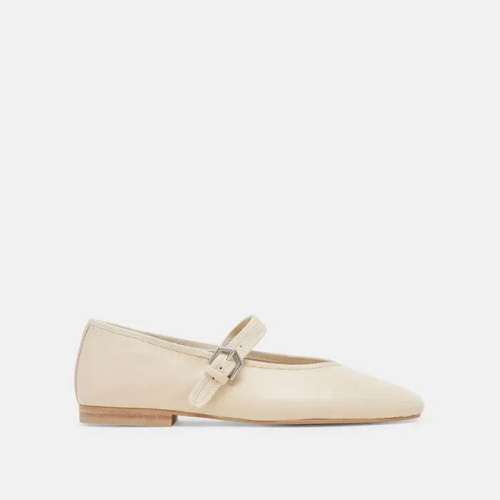 Dolce Vita Roslyn Ballet Flats Creme Leather Women Flats and Loafers