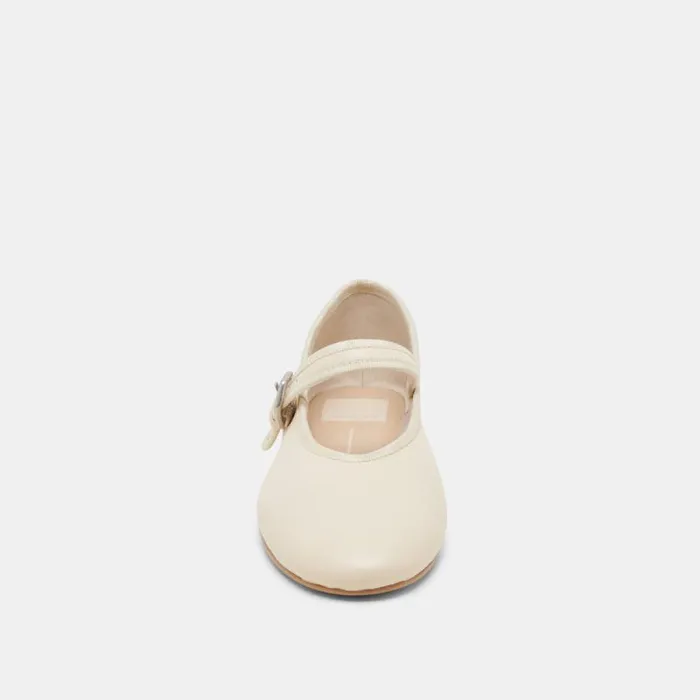 Dolce Vita Roslyn Ballet Flats Creme Leather Women Flats and Loafers