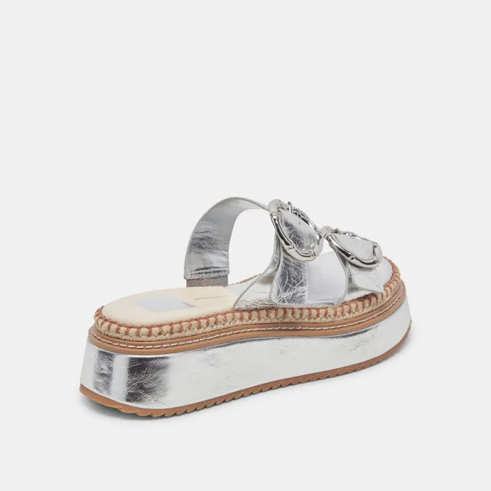 Dolce Vita Rysha Sandals Silver Crinkle Patent Women Sandals