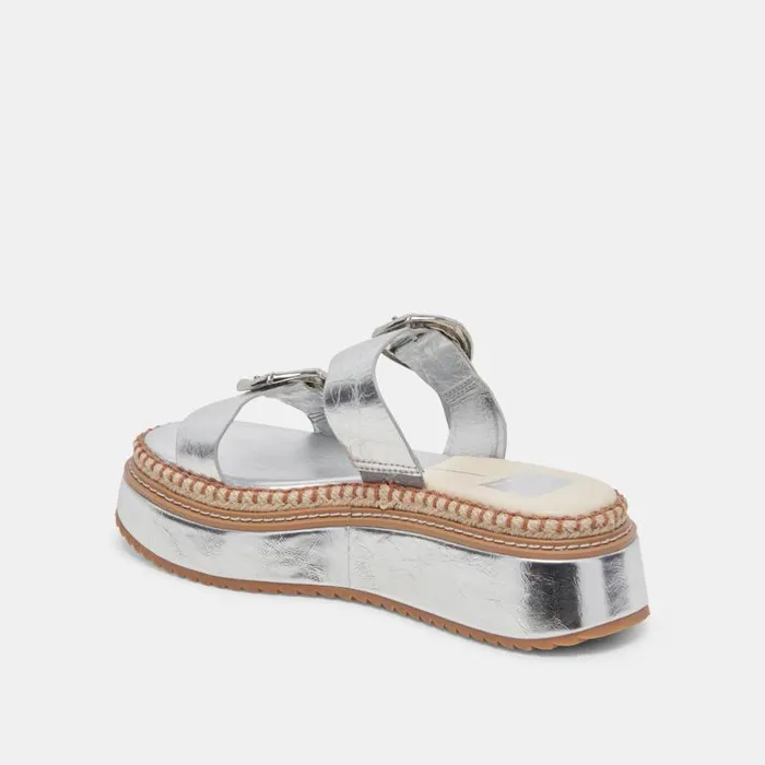 Dolce Vita Rysha Sandals Silver Crinkle Patent Women Sandals