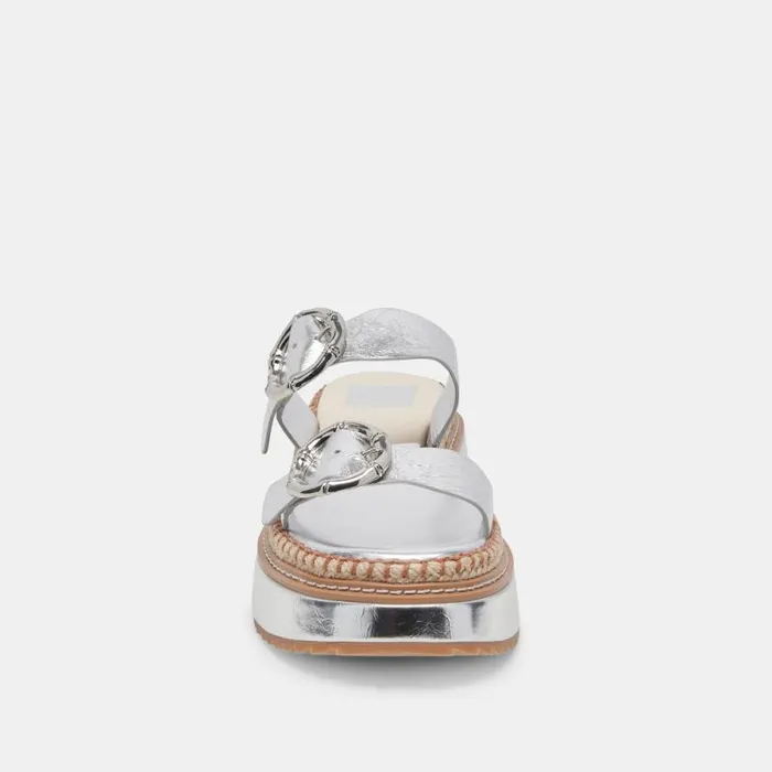 Dolce Vita Rysha Sandals Silver Crinkle Patent Women Sandals