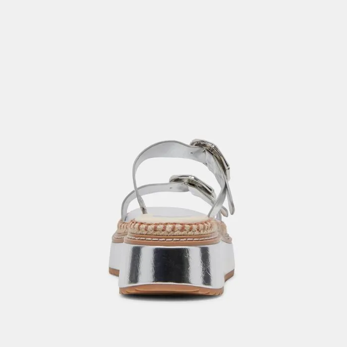 Dolce Vita Rysha Sandals Silver Crinkle Patent Women Sandals