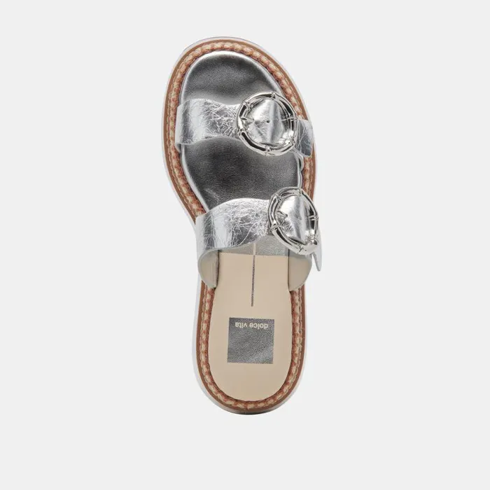 Dolce Vita Rysha Sandals Silver Crinkle Patent Women Sandals