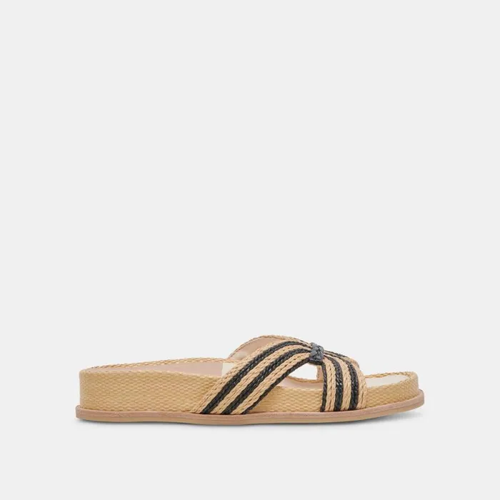 Dolce Vita Selda Sandals Natural Black Raffia Women Sandals