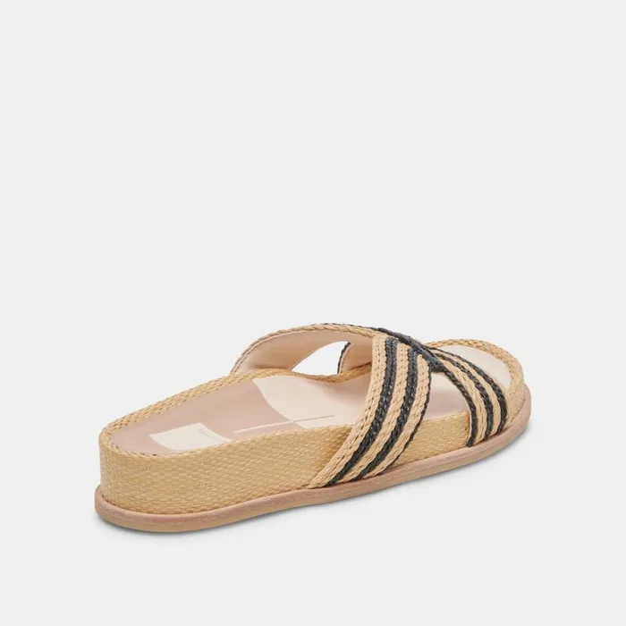 Dolce Vita Selda Sandals Natural Black Raffia Women Sandals