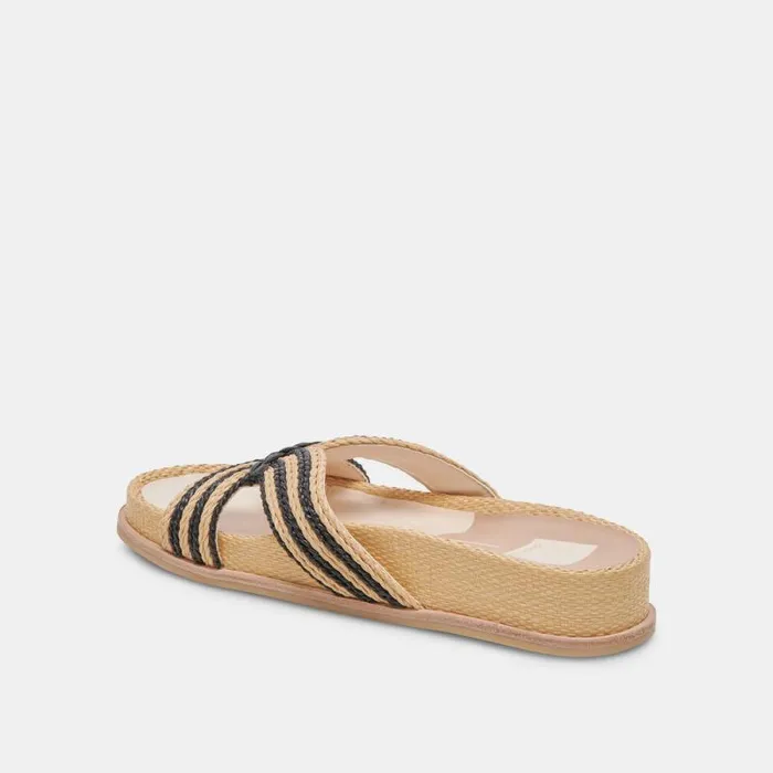 Dolce Vita Selda Sandals Natural Black Raffia Women Sandals