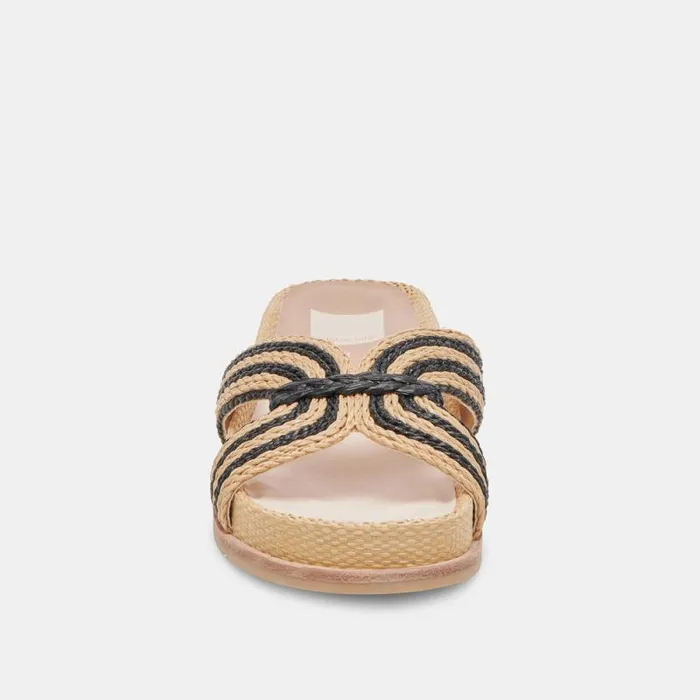 Dolce Vita Selda Sandals Natural Black Raffia Women Sandals