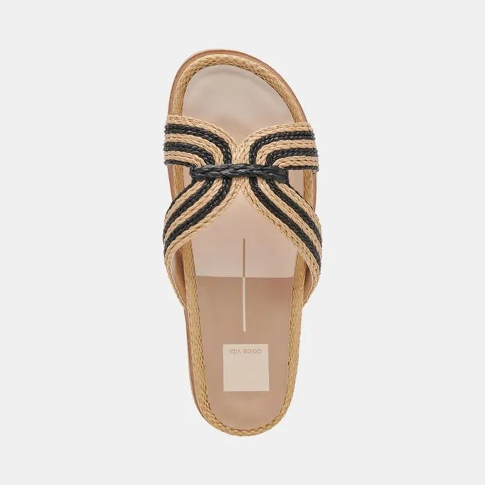 Dolce Vita Selda Sandals Natural Black Raffia Women Sandals