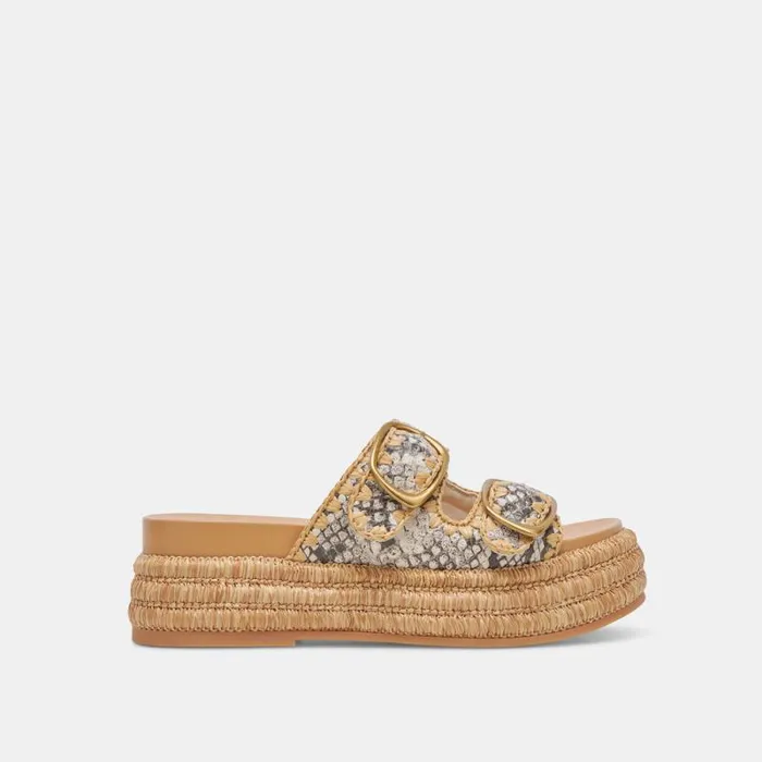Dolce Vita Wanika Sandals Black White Embossed Leather Women Sandals