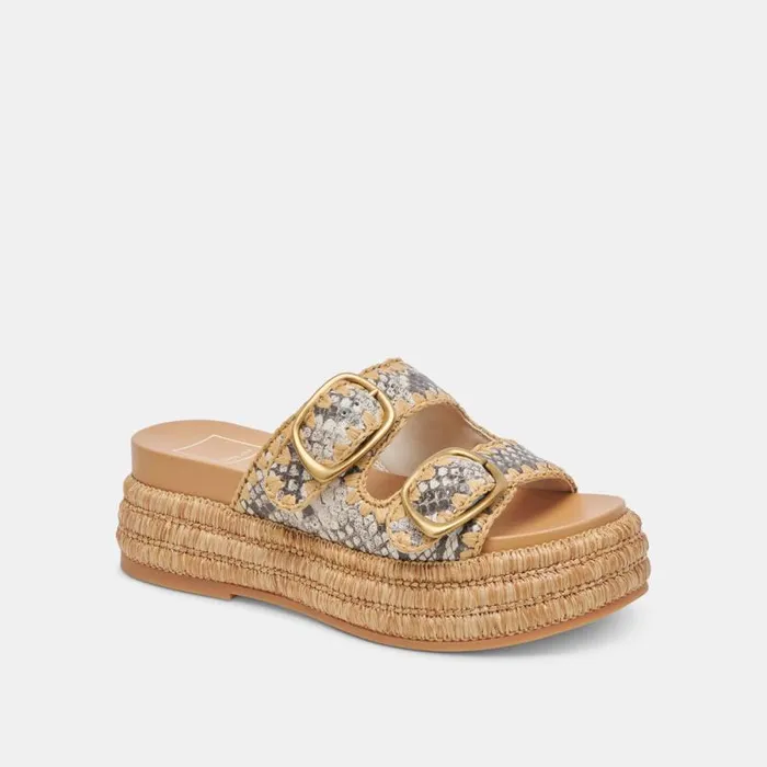 Dolce Vita Wanika Sandals Black White Embossed Leather Women Sandals
