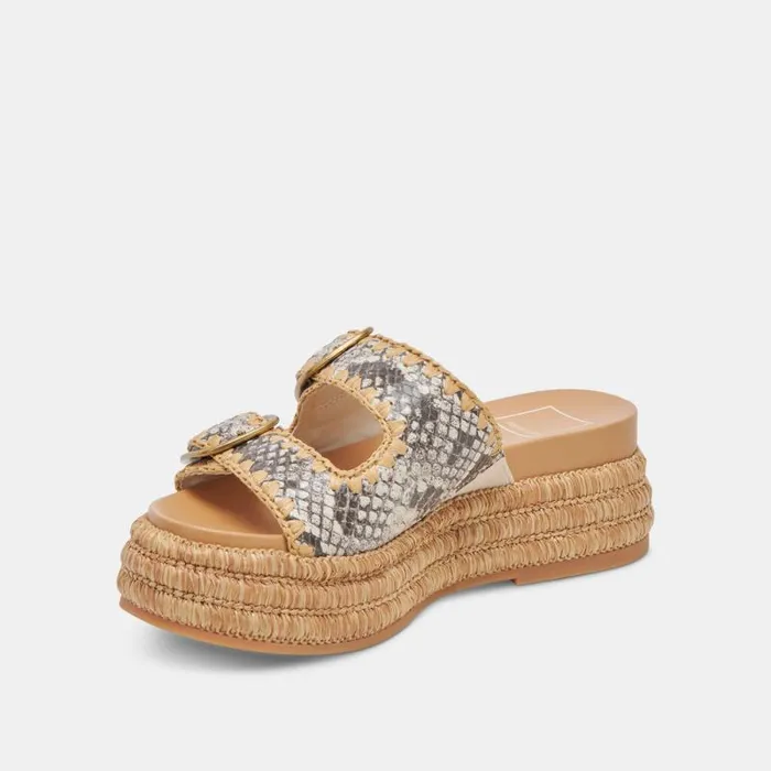 Dolce Vita Wanika Sandals Black White Embossed Leather Women Sandals