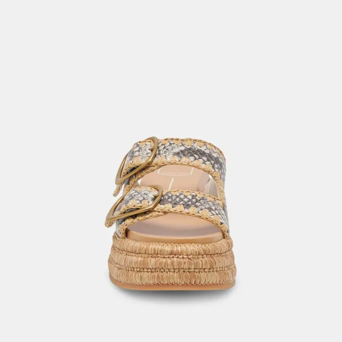 Dolce Vita Wanika Sandals Black White Embossed Leather Women Sandals