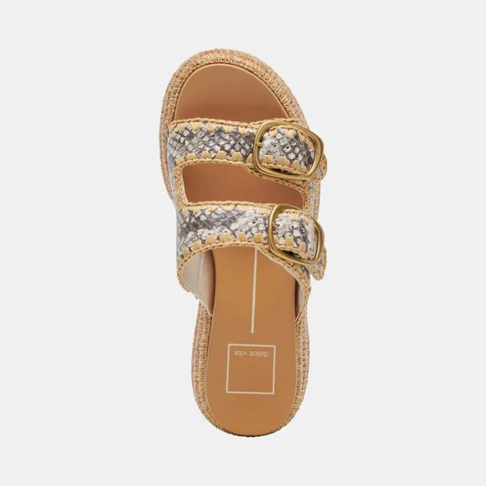 Dolce Vita Wanika Sandals Black White Embossed Leather Women Sandals
