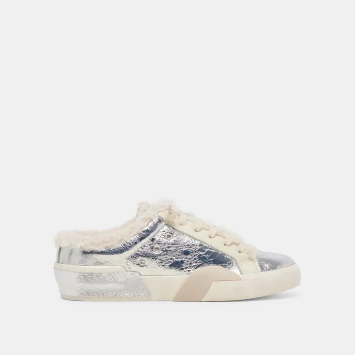 Dolce Vita Zantel Sneakers Silver Multi Distressed Leather Women Sneakers