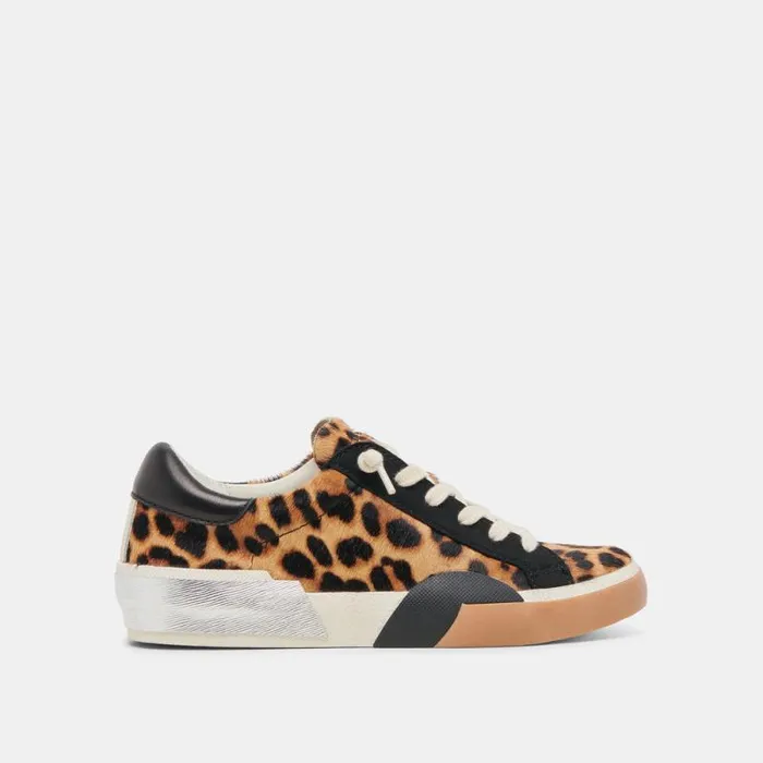 Dolce Vita Zina Sneakers Leopard Black Calf Hair Women Sneakers