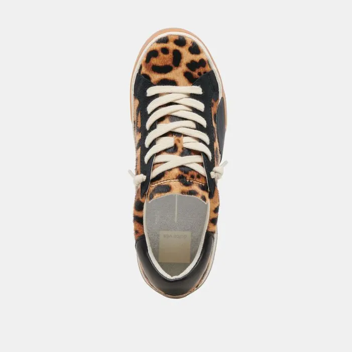 Dolce Vita Zina Sneakers Leopard Black Calf Hair Women Sneakers