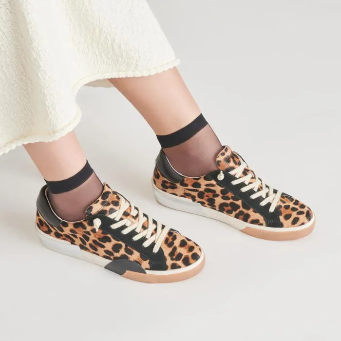 Dolce Vita Zina Sneakers Leopard Black Calf Hair Women Sneakers