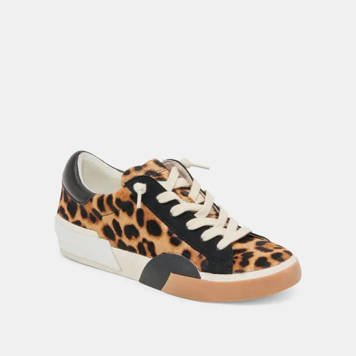 Dolce Vita Zina Sneakers Leopard Black Calf Hair Women Sneakers