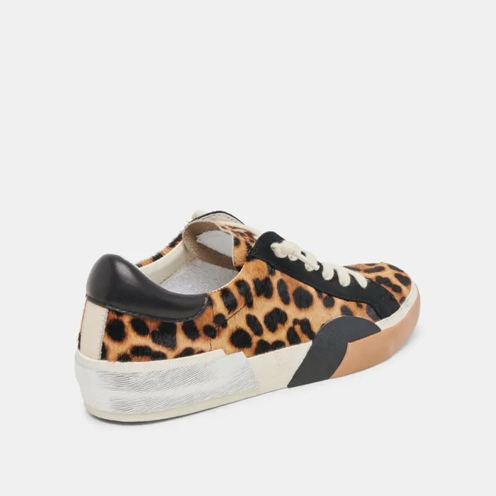 Dolce Vita Zina Sneakers Leopard Black Calf Hair Women Sneakers