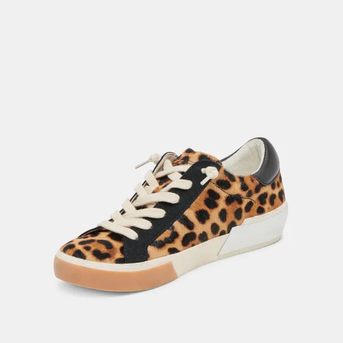 Dolce Vita Zina Sneakers Leopard Black Calf Hair Women Sneakers
