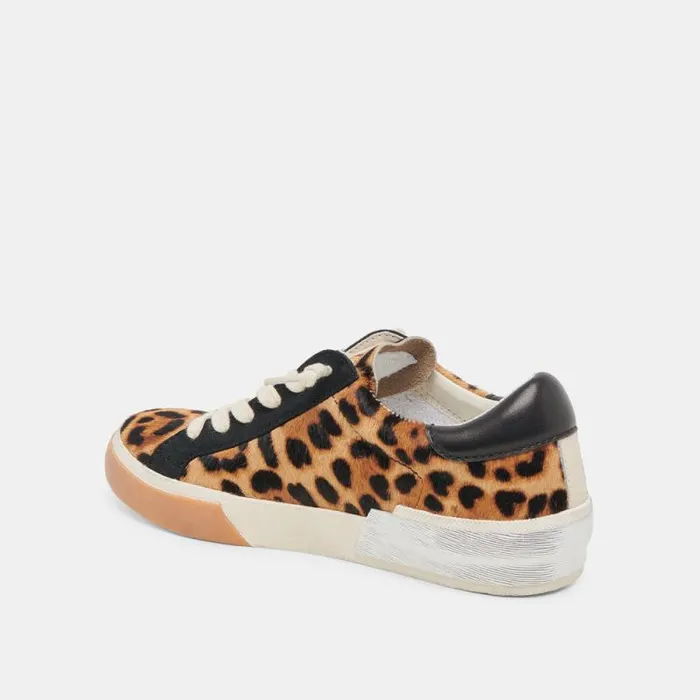 Dolce Vita Zina Sneakers Leopard Black Calf Hair Women Sneakers