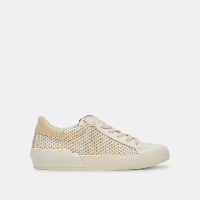 Dolce Vita Zina Sneakers Tan Cream Raffia Women Sneakers