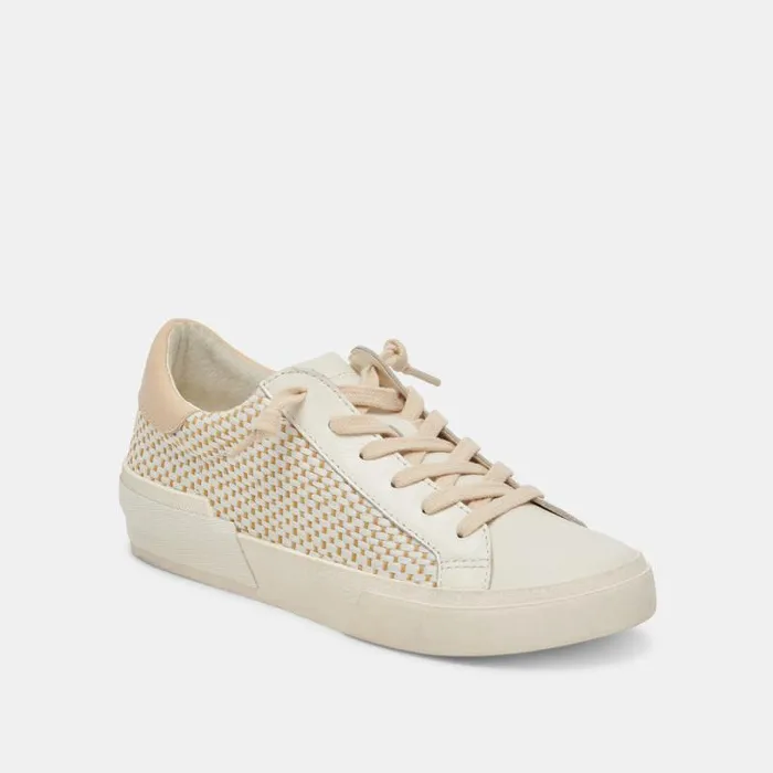 Dolce Vita Zina Sneakers Tan Cream Raffia Women Sneakers