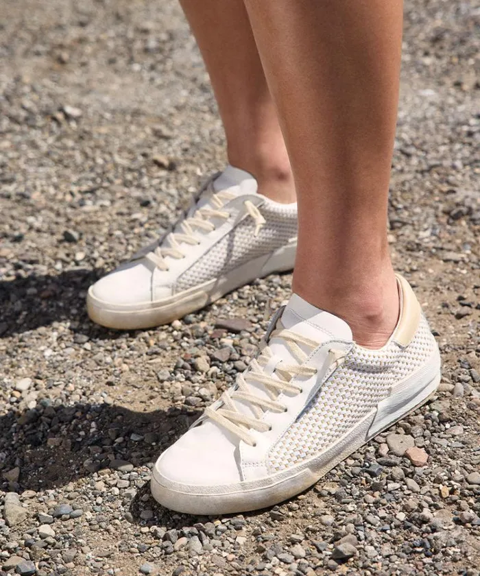 Dolce Vita Zina Sneakers Tan Cream Raffia Women Sneakers