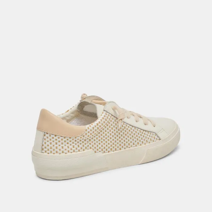 Dolce Vita Zina Sneakers Tan Cream Raffia Women Sneakers
