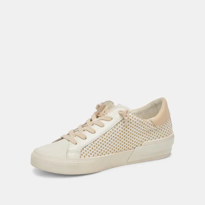 Dolce Vita Zina Sneakers Tan Cream Raffia Women Sneakers