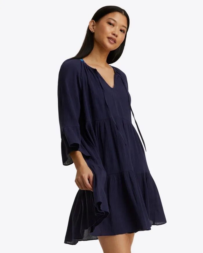 Draper James Dresses Women Crinkle Cotton Tiered Coverup