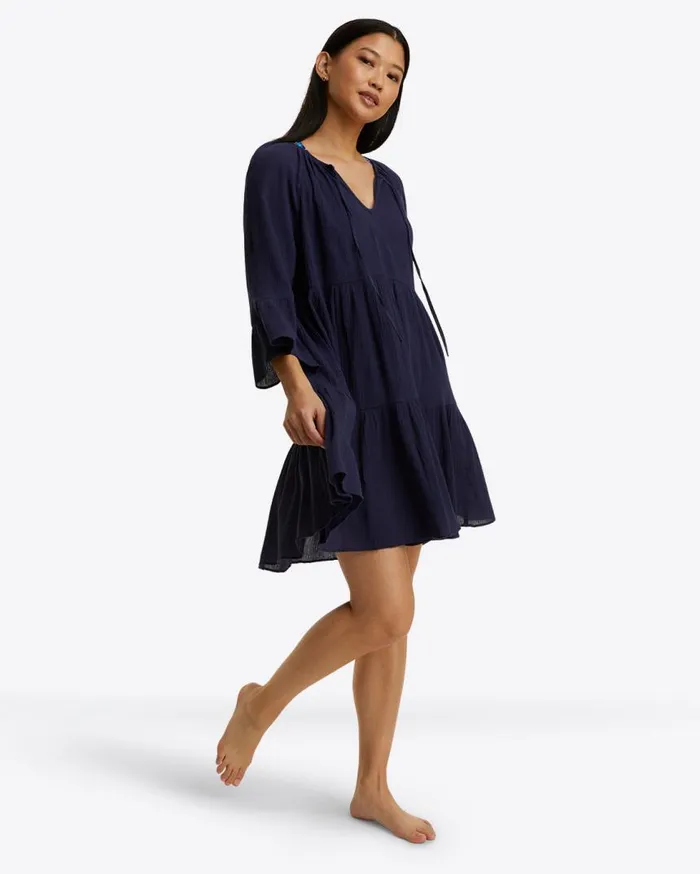 Draper James Dresses Women Crinkle Cotton Tiered Coverup