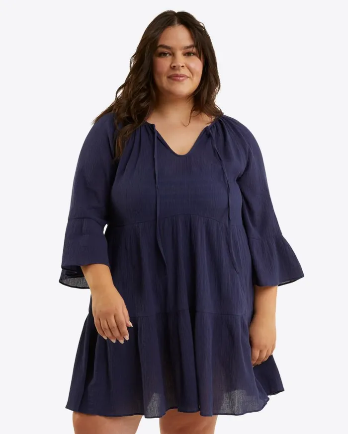 Draper James Dresses Women Crinkle Cotton Tiered Coverup