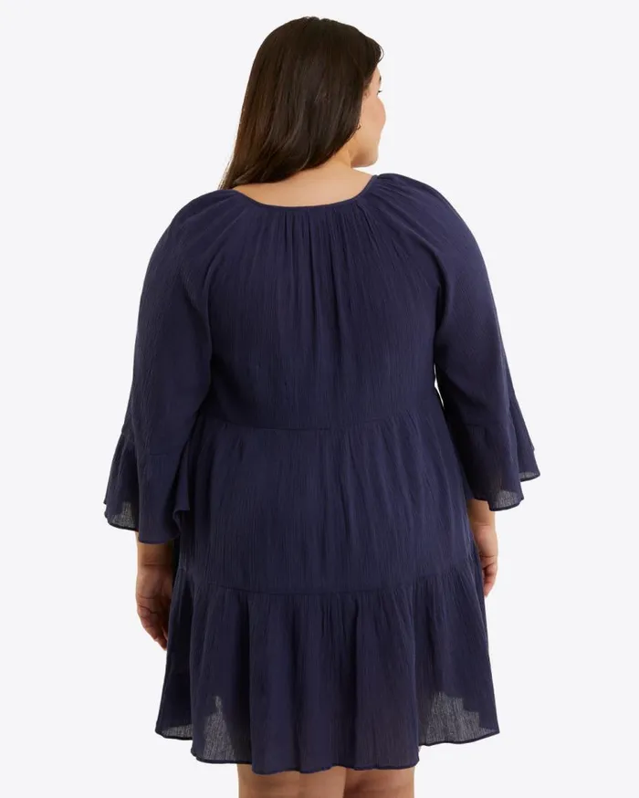 Draper James Dresses Women Crinkle Cotton Tiered Coverup