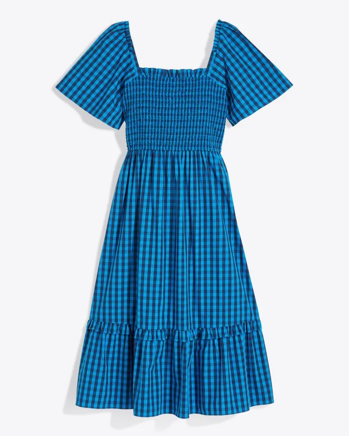Draper James Extended Sizes Women Deana Smocked Dress In Blue Gingham