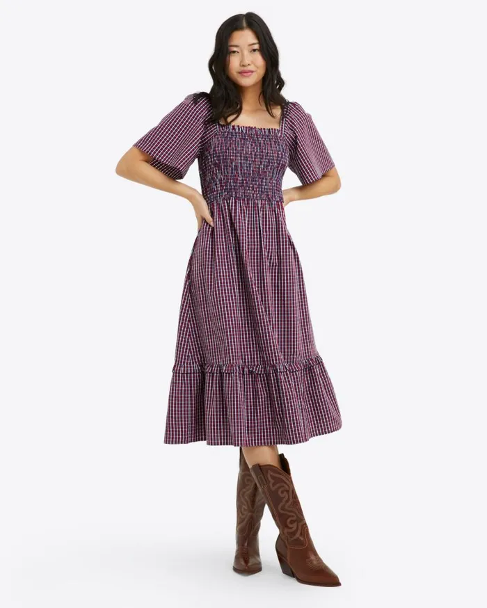 Draper James Extended Sizes Women Deana Smocked Dress In Picnic Plaid