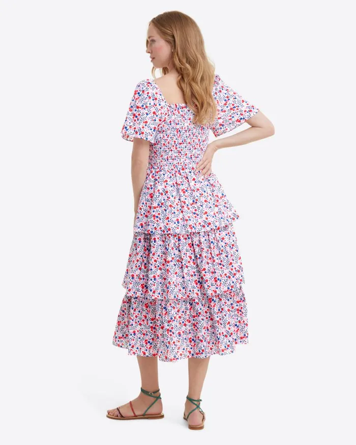 Draper James Extended Sizes Women Deana Tiered Smocked Dress In Berry Print