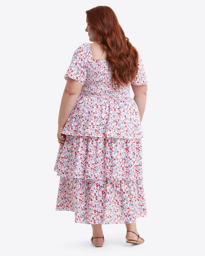 Draper James Extended Sizes Women Deana Tiered Smocked Dress In Berry Print