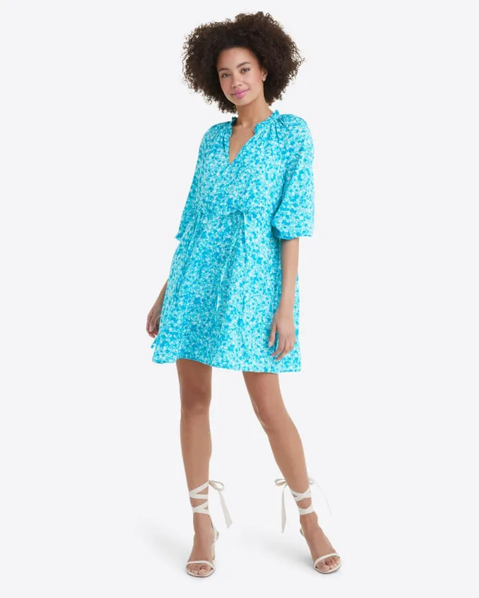 Draper James Extended Sizes Women Kellie Babydoll Dress In Blue Aster Floral