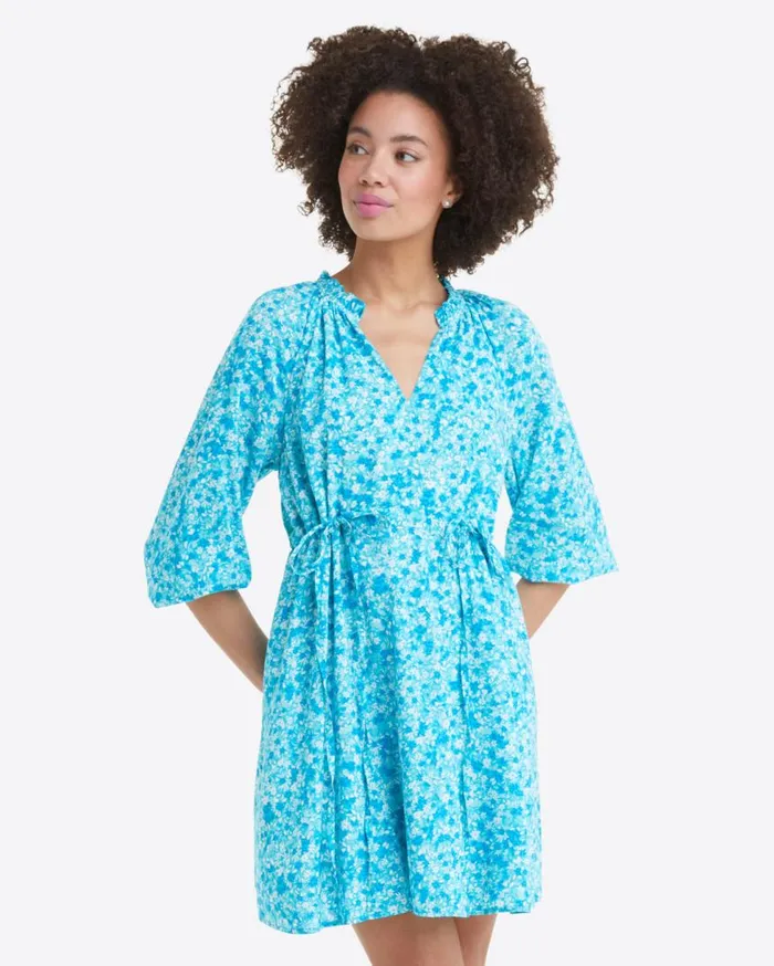 Draper James Extended Sizes Women Kellie Babydoll Dress In Blue Aster Floral