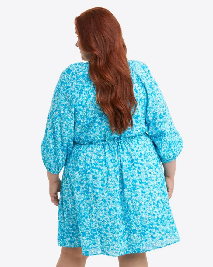 Draper James Extended Sizes Women Kellie Babydoll Dress In Blue Aster Floral