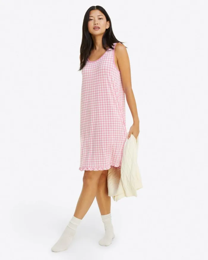 Draper James Lounge and Pajamas Women Alison Nightgown In Light Pink Gingham