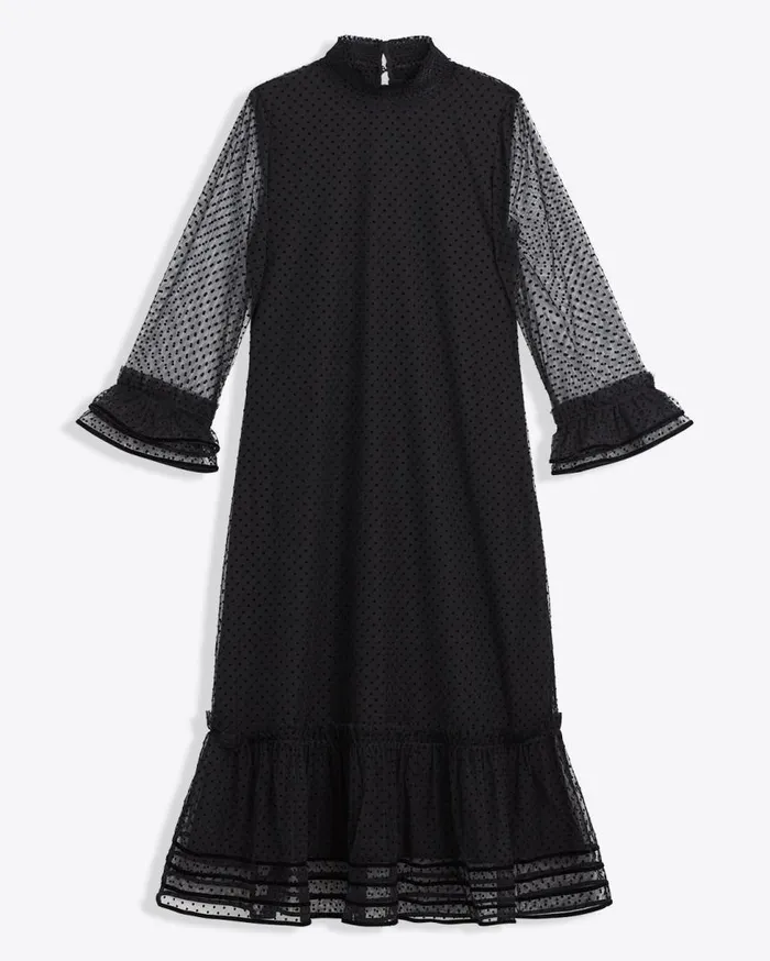 Draper James Midi and Maxi Women Long Sleeve Shift Dress In Tulle