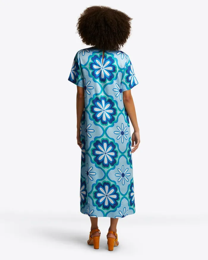 Draper James Midi and Maxi Women Norah Short Sleeve Midi Dress In Hammered Satin