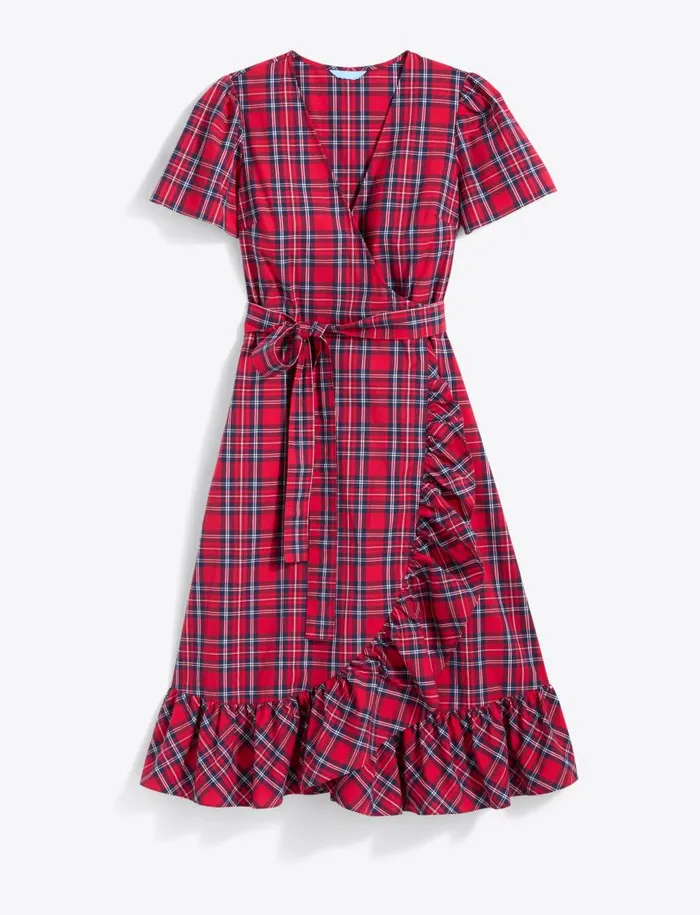 Draper James Midi and Maxi Women Reba Midi Wrap Dress In Angie Plaid